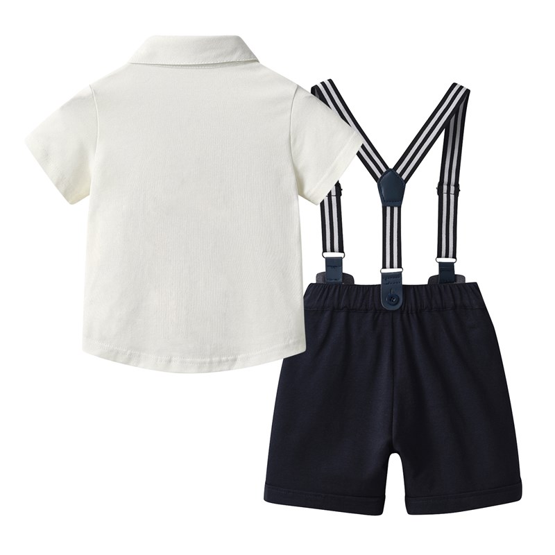 夏季男童背带裤套装学院风男宝宝衬衣短裤绅士礼服周岁生日拍照服