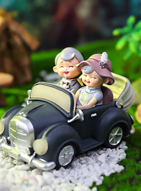 国风老爷车小夜灯摆件民国往事老太太老头卡通汽车装饰品婚庆礼物