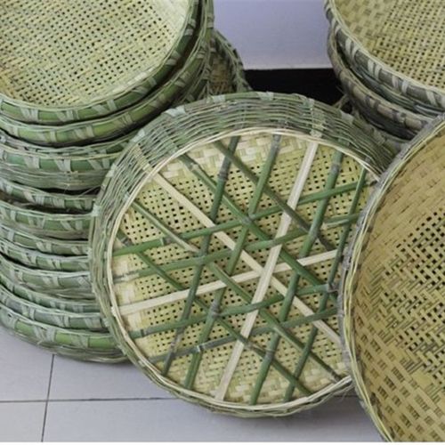 竹编筛子竹筛子圆簸箕晾晒网菜盘竹匾茶筛竹子簸箕米筛竹簸箕家用