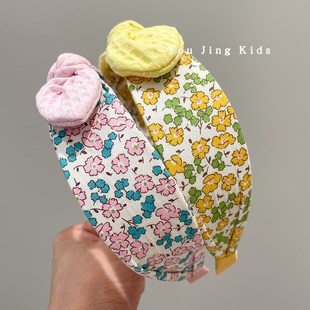 蝴蝶结儿童发箍碎花女童宽头箍甜美兔耳朵发卡小女孩洋气碎发头饰