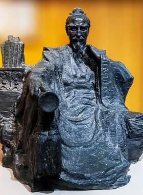 孟子校园文化博物馆主题玻璃纤维仿铜人物雕塑历史名人铜像户外摆