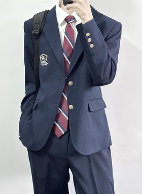 【刺篇】dk学院风红色蓝色男生制服西装成人礼西服外套学生全套装