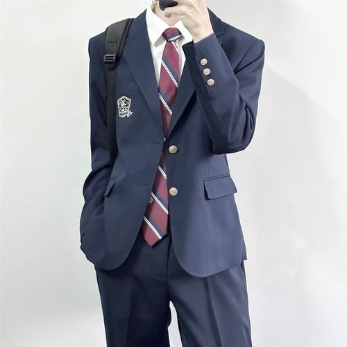 【刺篇】dk学院风红色蓝色男生制服西装成人礼西服外套学生全套装