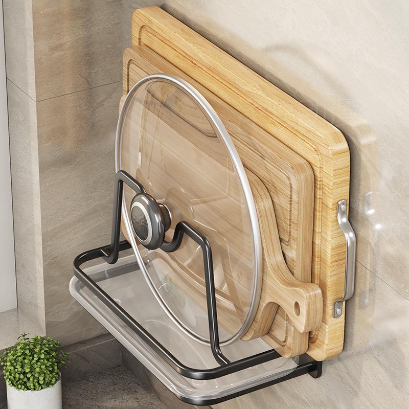 枪灰锅盖架壁挂式免打孔M形厨房带沥水收盘菜板砧板纳放置器架子