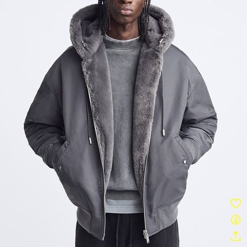 柜699!新品男装飞行员夹克ZA3833310 802秋冬男士两面穿加绒外套