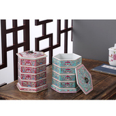 摆件样板房糖果盒 中式 瓷器景德镇陶瓷青花瓷三层零食罐美式 欧式