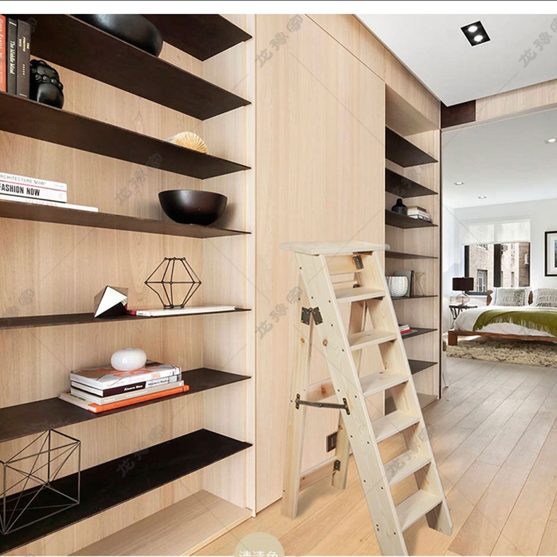 实木折叠人字梯加厚折叠移动木梯单侧木梯折叠梯家用梯子室内木梯
