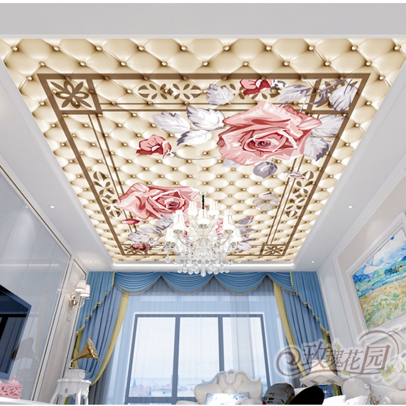 欧式花纹自粘壁画天花板吊顶墙贴壁纸3d立体客厅酒店房顶装饰墙纸图片