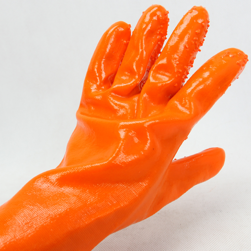 齐鲁出彩708全浸塑杀鱼止滑劳保手套全胶皮颗粒防水防滑耐磨防油