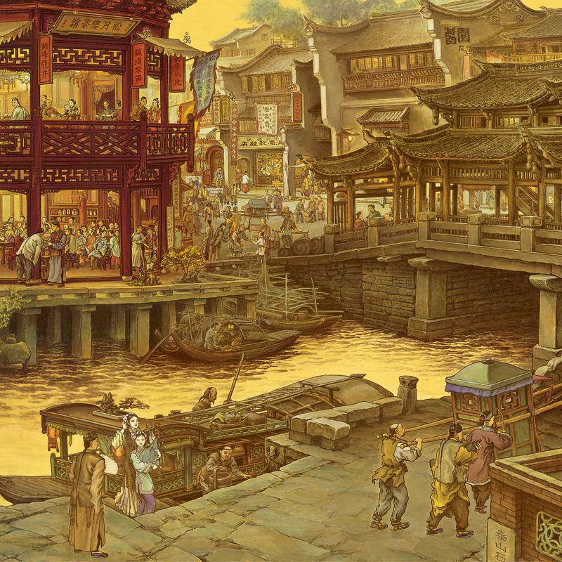 张孝友 南乡旧梦图 江南旧梦 国画山水画 人物风景 高清纳米微喷