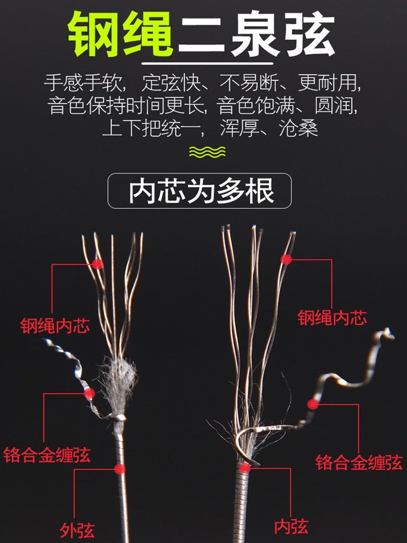 二泉弦 二泉专用二胡弦 内外弦 二胡弦 琴弦 专业 演奏 二胡配件