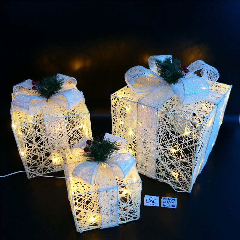 圣诞装饰藤编发光礼物盒摆件套装铁艺带灯礼品盒橱窗柜台布置道具,节庆用品/礼品,圣诞装饰品,淘宝优惠券,粉丝福利购,淘宝优惠卷