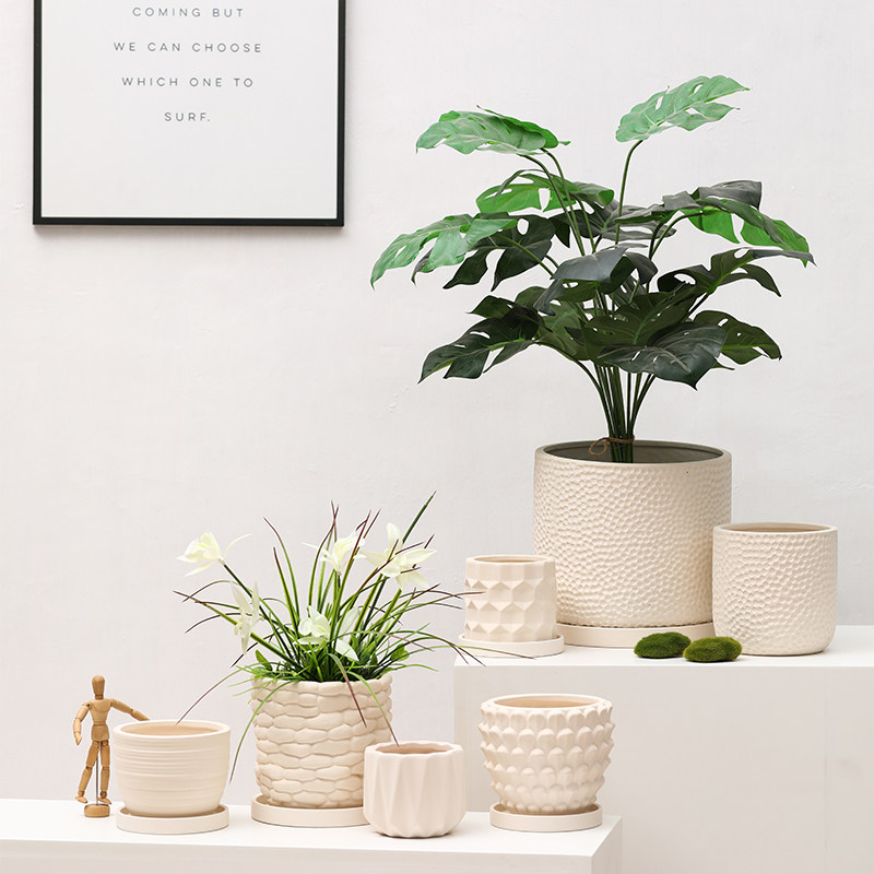 素烧胚造型陶土花盆透气白陶自吸水粗陶瓷器盆栽蝴蝶兰花绿萝带托,鲜花速递/花卉仿真/绿植园艺,花盆,淘宝优惠券,粉丝福利购,淘宝优惠卷