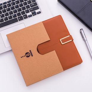 B5 A5 A6带扣记事本棕色皮面 11mm宽行距 横线笔记本 定制 厚