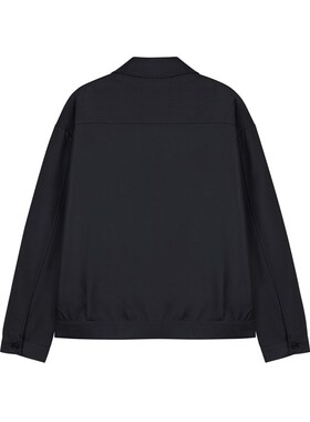 IDLT 羊毛翻领夹克拉链外套 高品质宽松廓形黑色老钱风潮男女欧美