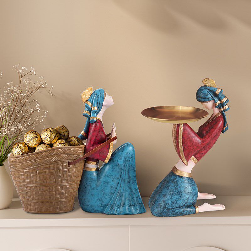 红酒架摆件中古风创意人物小众软装玄关收纳乔迁新居客厅酒柜装饰