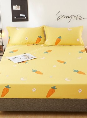 牛油果绿色全棉床笠单件1.8x2纯棉床罩120床套150/180x200c1.5