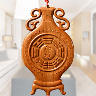 桃木平安瓶摆件桃木镜八卦镜挂件化门对冲卫生间卧室厨房家居挂件