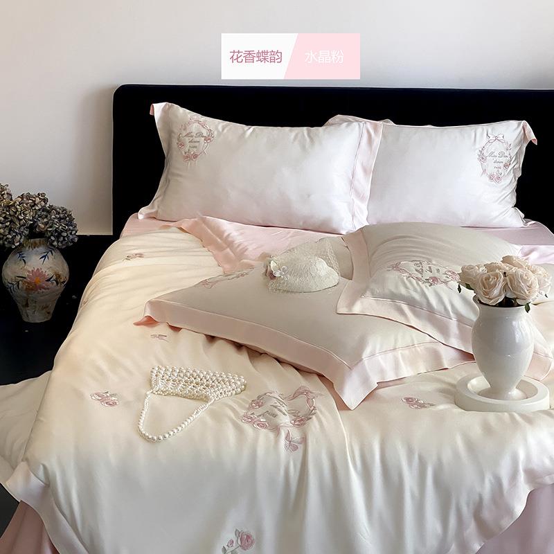 2025新款60s兰精天丝四件套-花香蝶韵系列 1.2m床单三件套被套150