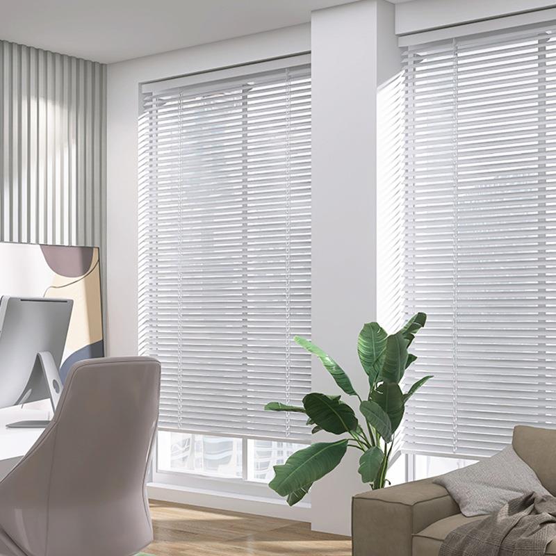 防水布百叶窗帘免打孔铝合金卷帘遮光办公室厨房卫生间拉珠升降帘