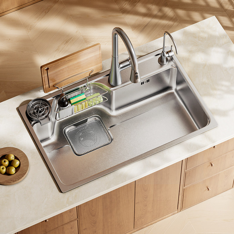 【R6-Max】东鹏厨房水槽日式大单槽4mm厚原色304不锈钢集渣洗菜盆,家装主材,水槽套餐,淘宝优惠券,粉丝福利购,淘宝优惠卷
