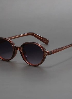 韩版复古椭圆形太阳镜女感欧美风凹造型大脸显瘦墨镜遮阳眼镜圆框