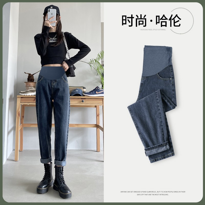 孕妇裤子春秋款外穿老爹牛仔裤2025新款春夏不S勒肚子打底裤女春