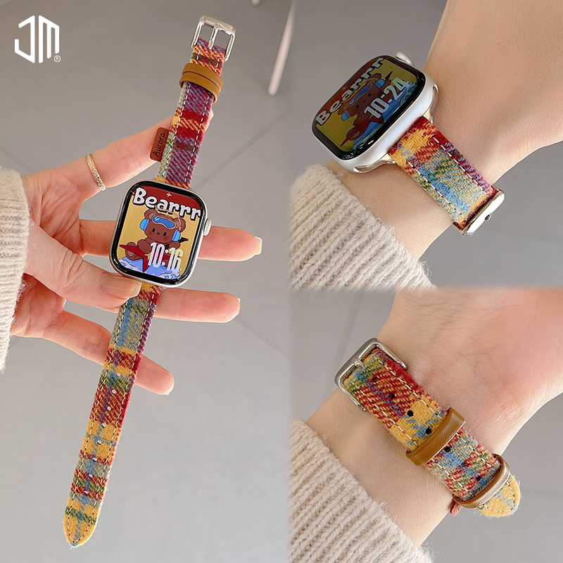 iwatchS11格纹秋冬毛呢细款表带