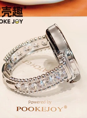 适用华为手表watch5表带gt5/gt4满钻弧形手镯watch4pro链式gt2个性夏季透气WATCH GT5气质gt5pro金属表带新