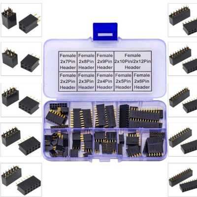 2.54MM母针接头双排DIP连接器套件2*2345678910 12针直头针PCB板