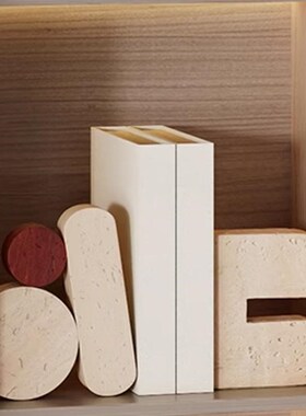 黄洞石书档几何摆件样板间酒店书房装饰柜软装侘寂风大理石装饰品