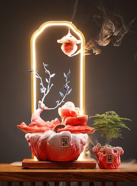 招财流水器摆件办公室风水轮加湿现代轻奢客厅装饰品乔迁开业礼品