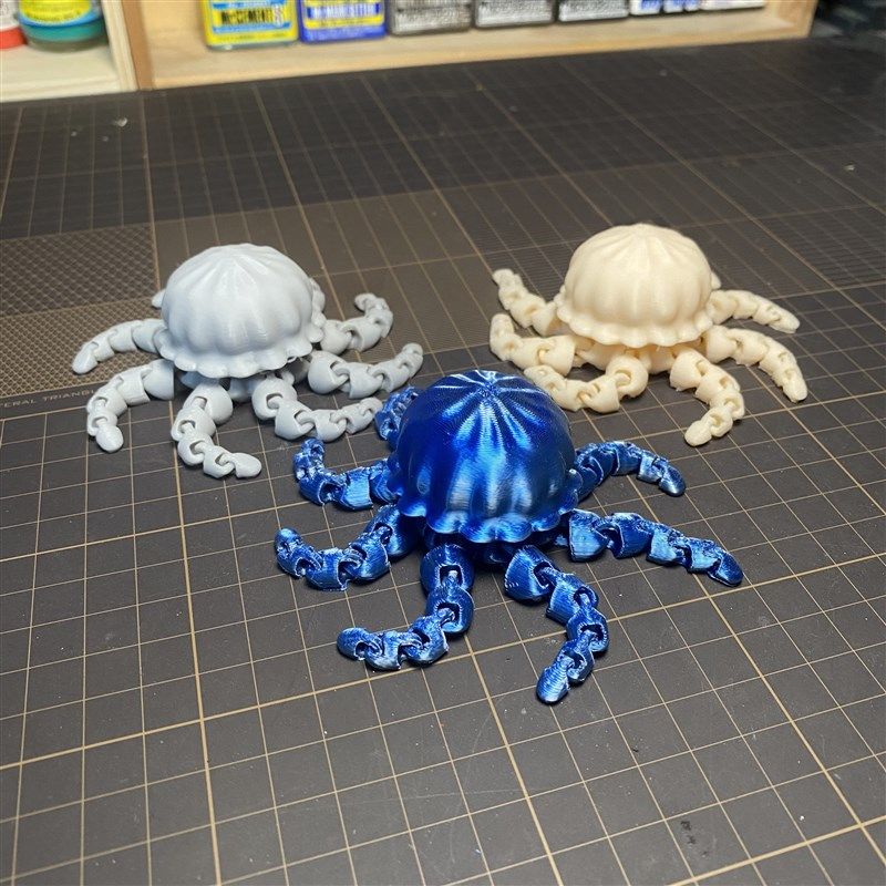 3D打印水母一体关节可活动潮玩手办儿童玩具礼物车载摆件海洋动物