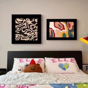 蒙德里安中古风客厅画沙发背景墙装饰画卧室床头挂画Y复古抽象壁