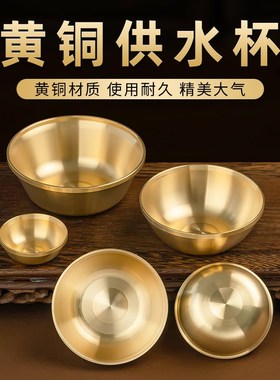 藏式供水碗光面黄铜家用供佛佛前供奉财神观音圣水铜碗斋饭供水杯