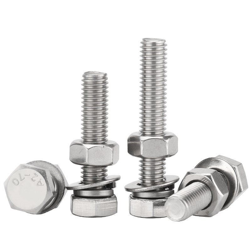 304不锈钢外六角螺丝螺母大全带垫片加长螺钉套装M3M4M5M6M8-M20