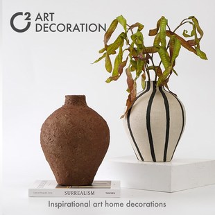 中古侘寂风陶罐花瓶花器玄关书柜边几电视柜餐桌样板间装饰品摆件