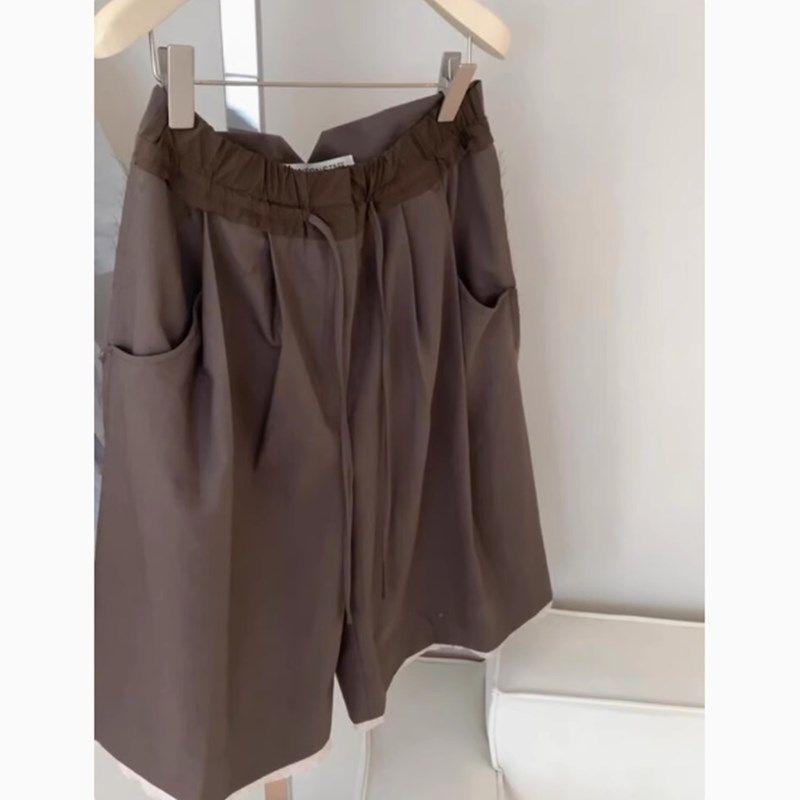 牛X货 巨炸裂!深咖色棉麻休闲短裤女夏季韩系超气质高腰百搭裤子