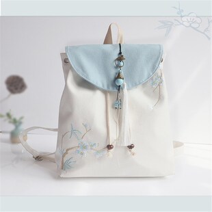 手工刺绣大容量汉服包古风包包民族风帆布包女包双肩包背包女书包