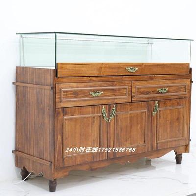 实木珠宝展示柜复古首饰银玉器玉石古董饰品展柜包包陈列玻璃柜