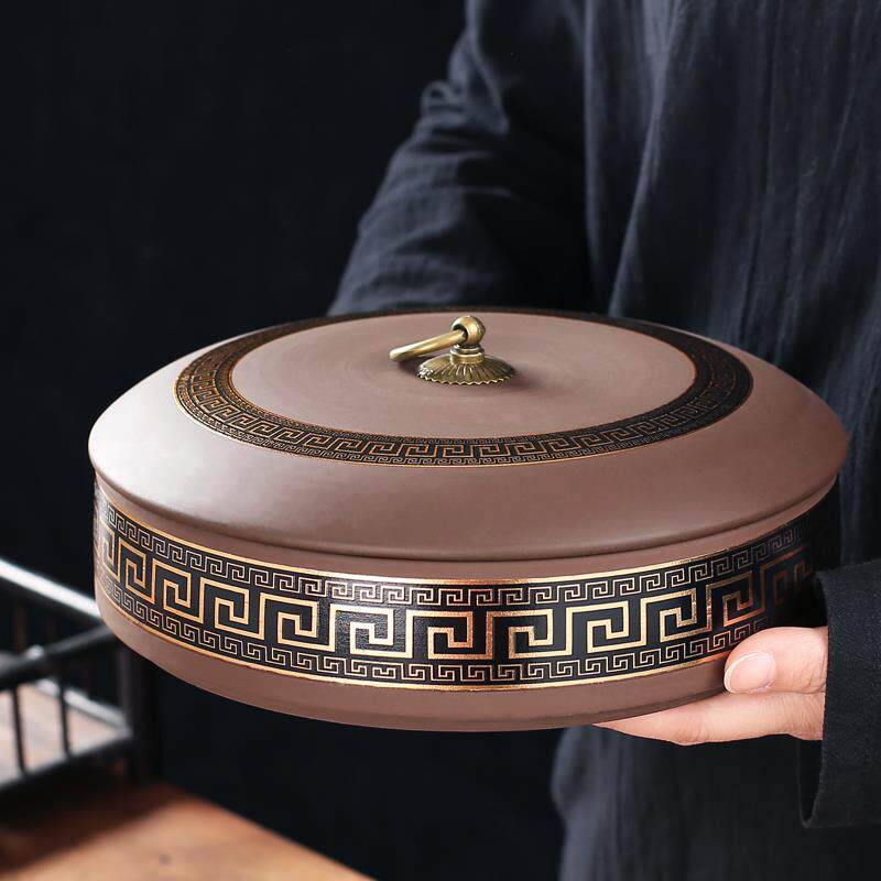 紫砂茶叶罐陶瓷普洱茶盒家用大号白茶密封储存罐茶饼罐茶叶收纳盒