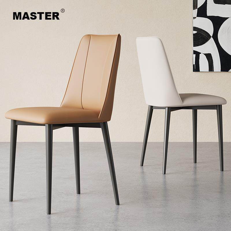 餐椅家用现代简约真皮椅子意式极简餐桌椅设计师酒店样板间靠背椅