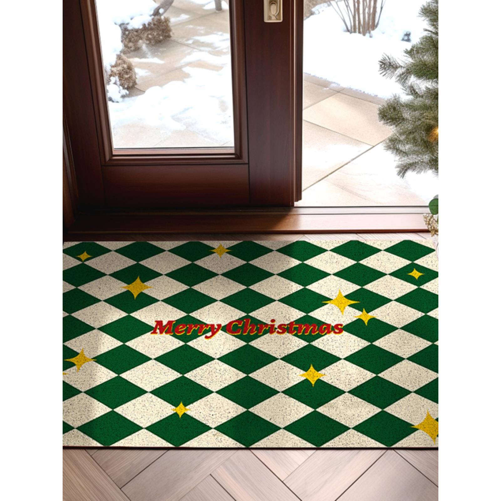 圣诞入口地垫金属圈耐污脚垫地毯圣诞装饰气氛商场场景布局门垫