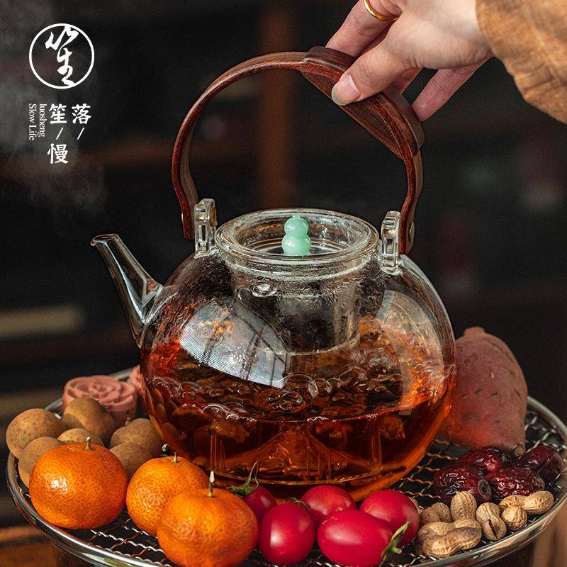 落笙玻璃围炉蒸煮茶壶器2025新款泡茶专家用烧水单壶电热陶炉套装