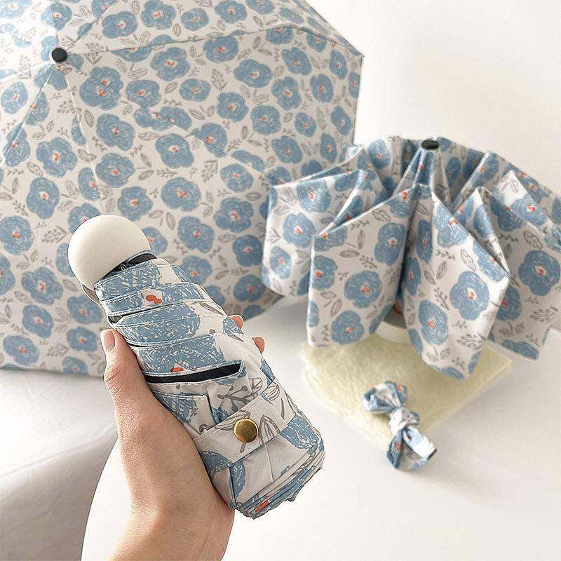 wpc.温柔田园风全自动折叠雨伞女晴雨两用油画小蓝花遮阳太阳伞防,居家日用,伞,淘宝优惠券,粉丝福利购,淘宝优惠卷