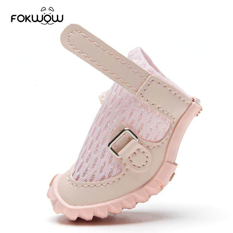 fokwow狗狗鞋子泰迪比熊宠物小型犬软底甩不掉djj春夏透气小狗鞋