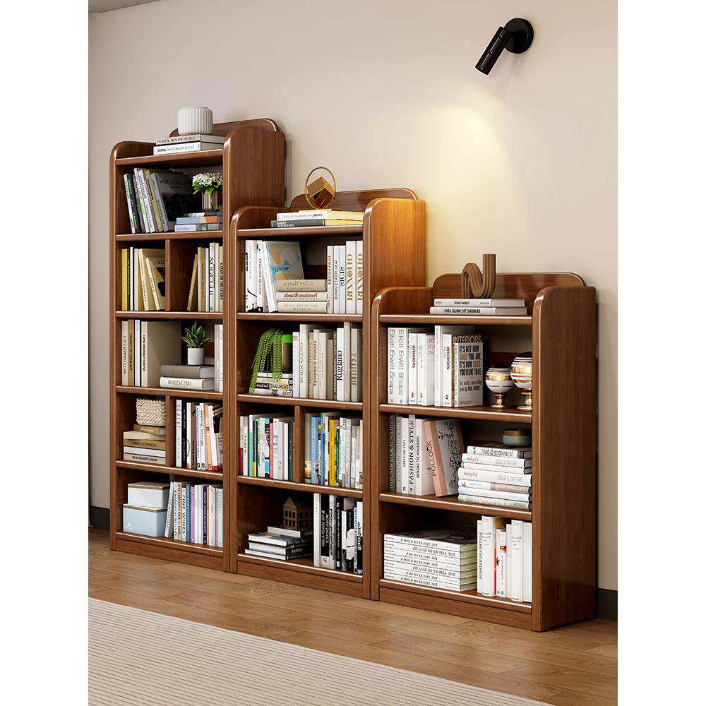 全实木书架落地置物架简约家用靠墙学生多层收纳架客厅简易小书柜