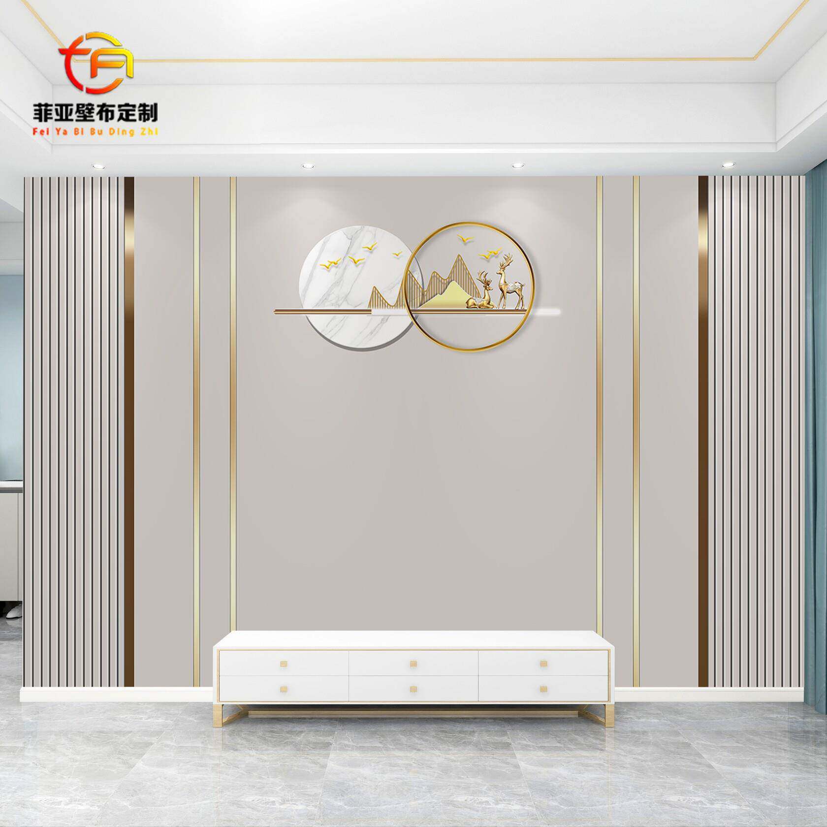 现代简约电视背景墙壁布客厅大气壁纸8d立体定制壁画影视墙墙布