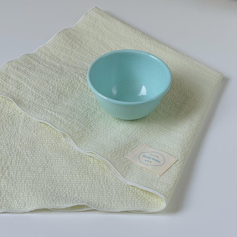 lovely home泡泡夏日限定柠檬黄绿海盐蓝布艺餐垫条纹格子遮尘布