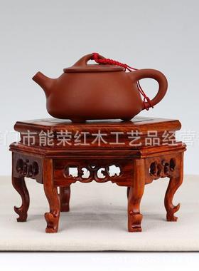红木工艺品 花梨木套二高六角盆景奇石玉器底座 家具摆件木托